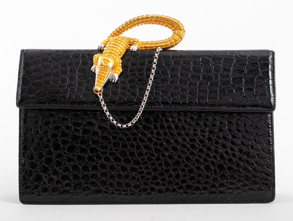 Lee Wolfe by Motti Lerer and Lee Kagan purse / handbag, with a silver- and gold-toned alligator (1 of 7)