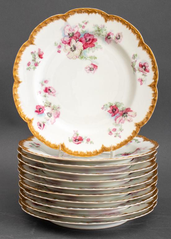 Haviland for J.E. Caldwell, New York, eleven (11) luncheon plates in the "Anenome" pattern, each (1 of 7)