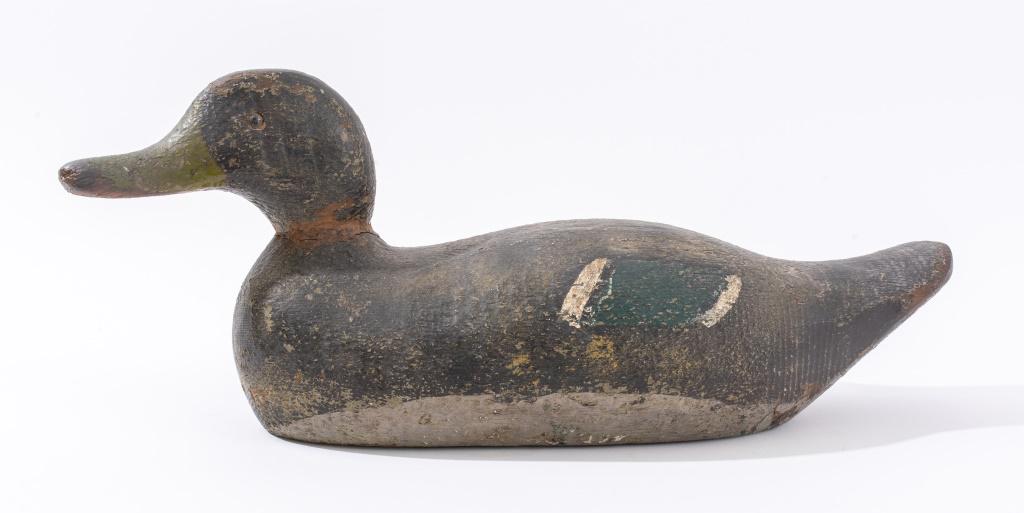 Vintage painted wood duck decoy. 7" H x 16.5" W x 5.5" D. (1 of 9)