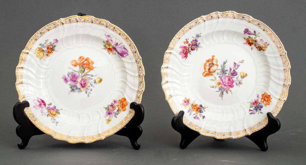 Berlin KPM German porcelain hand-painted and parcel gilt soup plates, the undersides with underglaze (1 of 8)