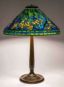 Tiffany Studios Rare Blue "Daffodil" Art Nouveau table lamp designed by Clara Driscoll, leaded glass (1 of 17)