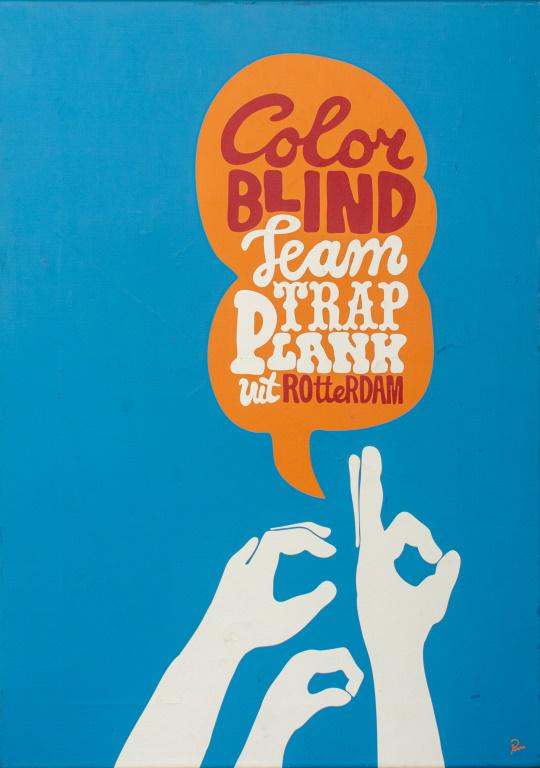 Piet Parra / Pieter Janssen (Dutch, b. 1976) "Color Blind" screenprint in colors on canvas depicting (1 of 7)