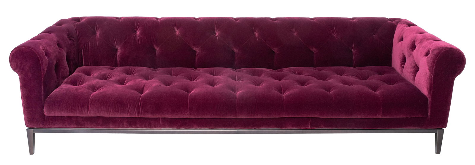 Chesterfield Manner Burgundy Velvet Tufted Sofa (1 of 6)