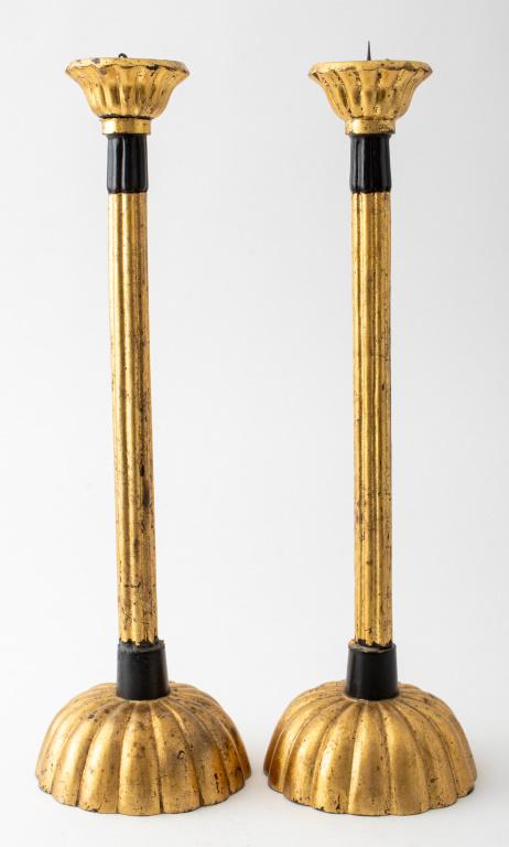 Japanese Temple Gilt Bronze Candle Prickets, Pair (1 of 6)