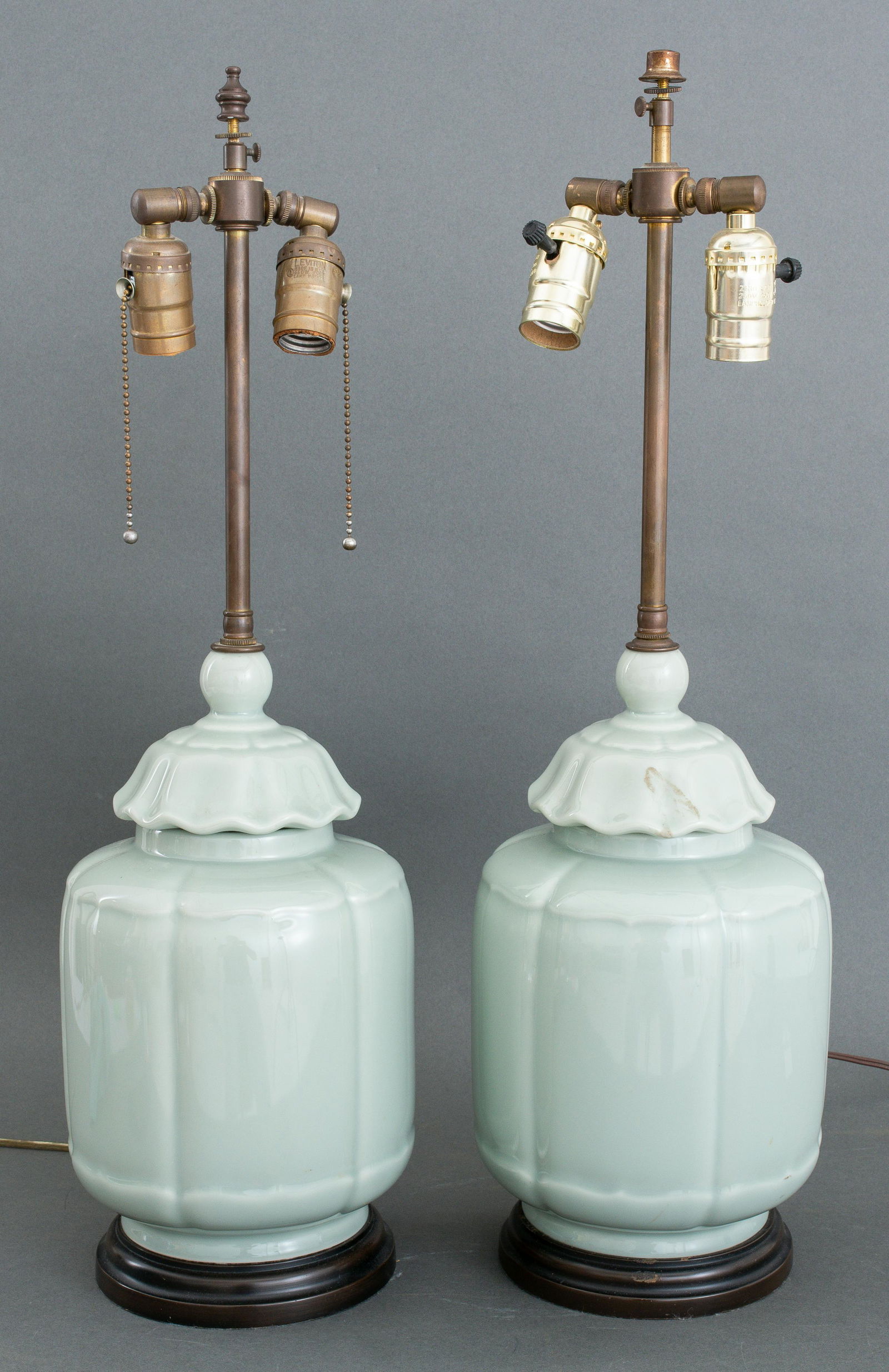 Chinese Celadon Porcelain Table Lamps, 2 (1 of 7)