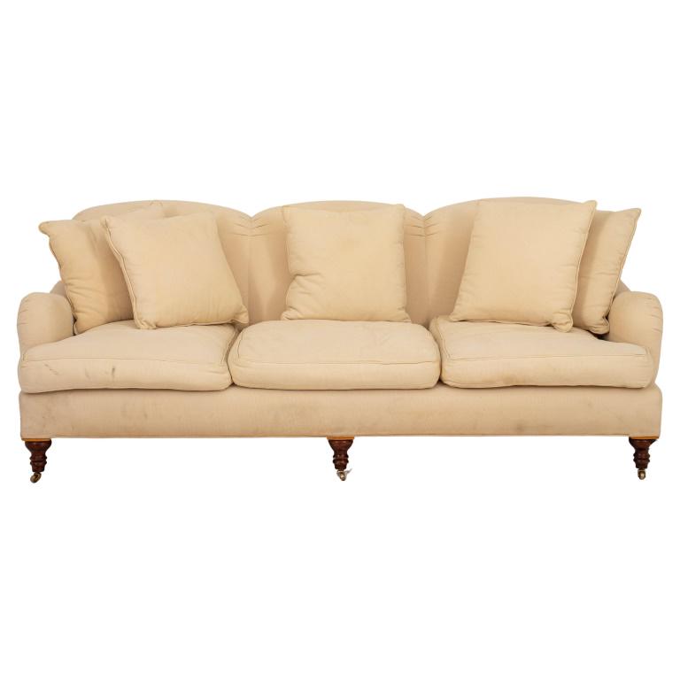 Smith Style Three Seat Upholstered Sofa Auction