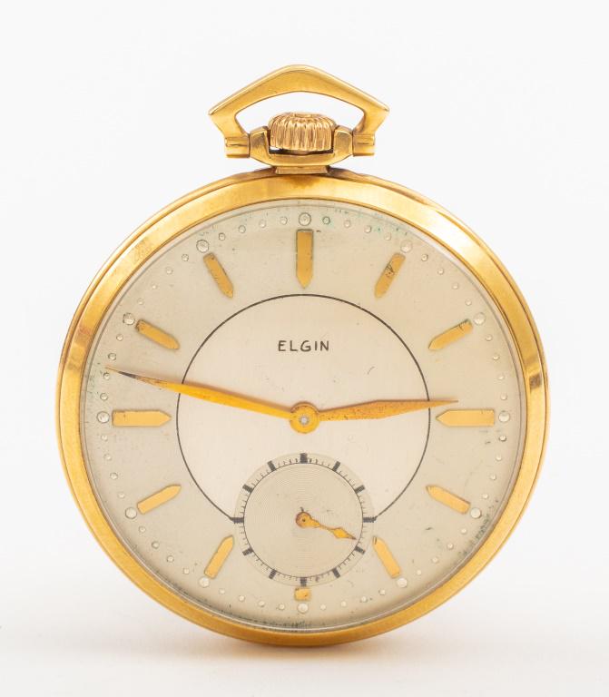 Vintage Elgin 14K Gold Open Face Pocket Watch 17J (1 of 10)