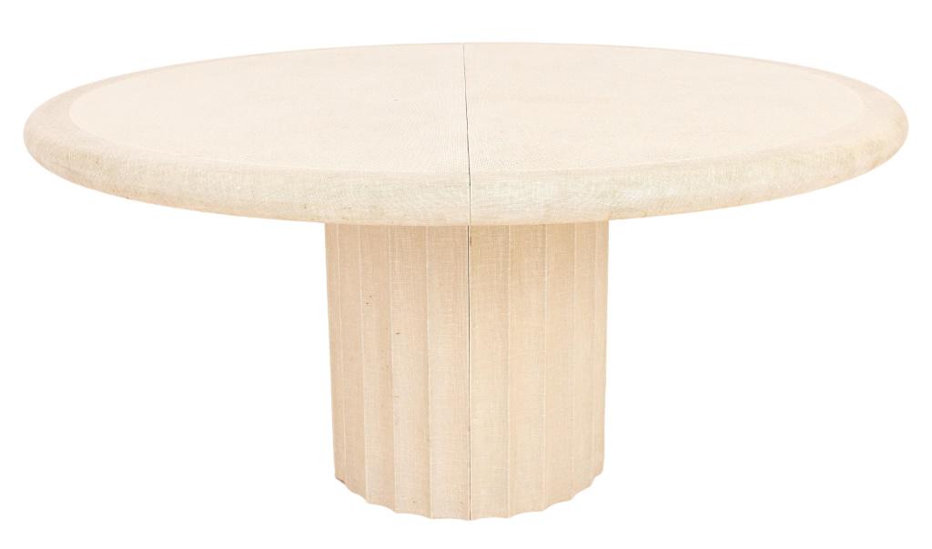 Karl Springer Attr. Grasscloth Column Dining Table (1 of 9)