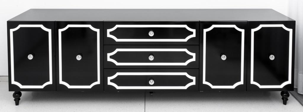 Draper Style Black & White Lacquer Credenza (1 of 6)