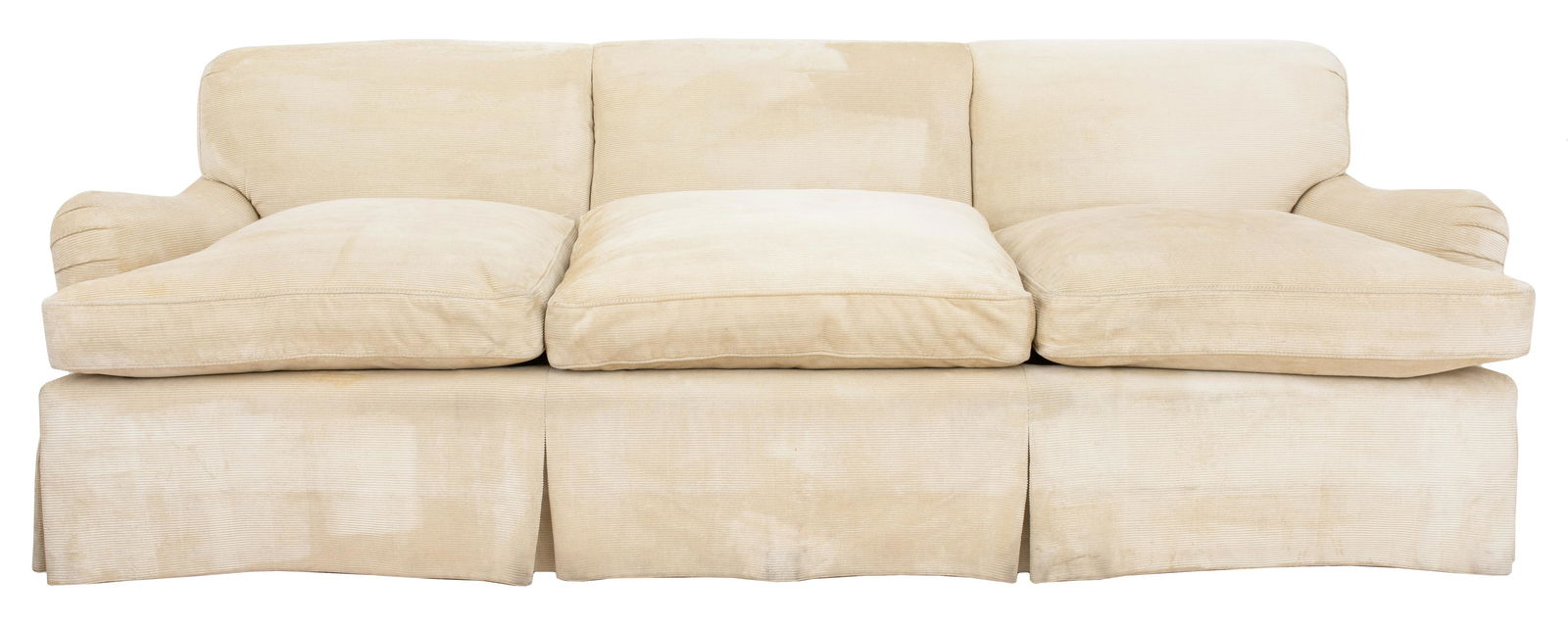 Three Seater White Ribbed Chenille Sofa (1 of 8)