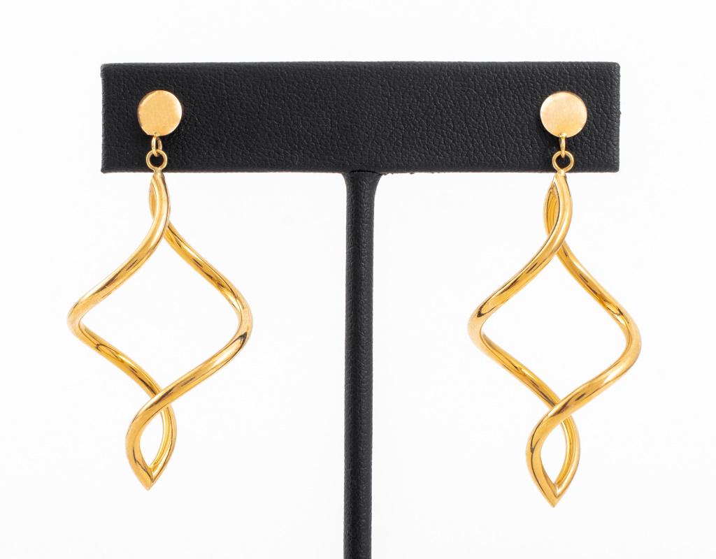 14K Yellow Gold Freeform Drop Earrings (1 of 4)