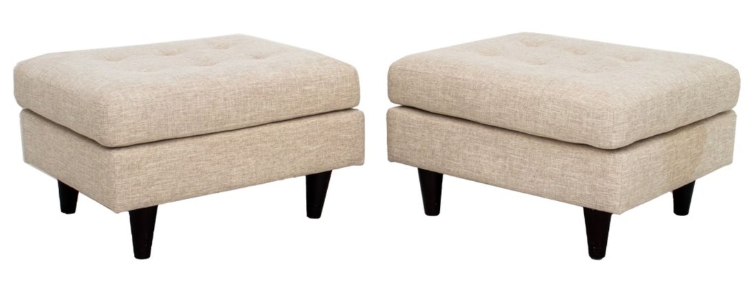 Natural Linen Upholstered Ottomans, 2 (1 of 6)