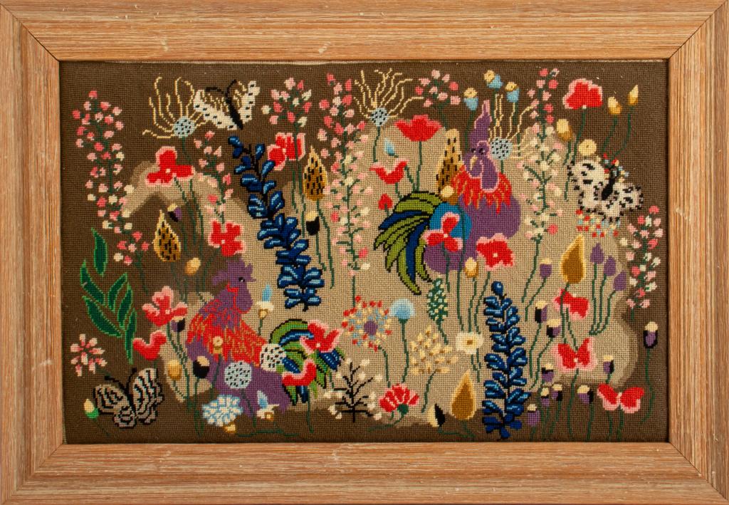 Folk Art Scene of a Garden Needlepoint (1 of 6)