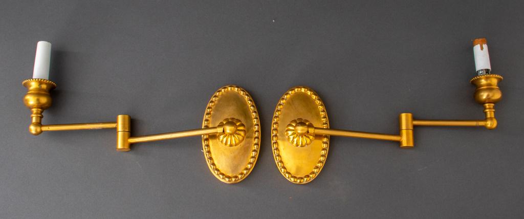 Neoclassical Gilt Bronze Swing Arm Lamps, Pair (1 of 8)