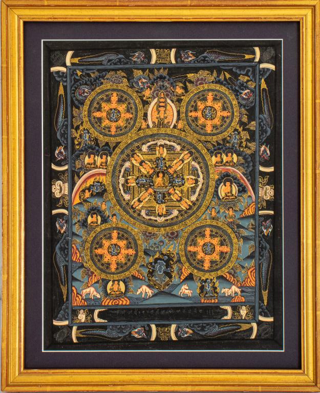 Tibetan Buddhist Gouache Painting on Paper (1 of 7)