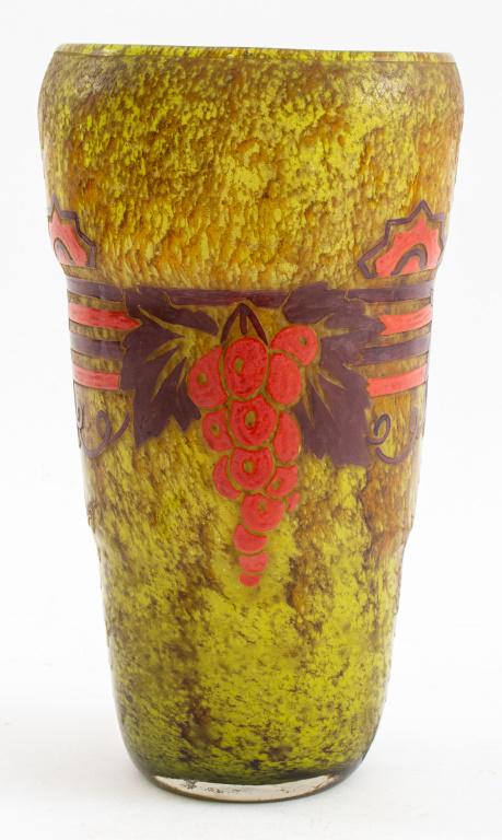 Art Deco Etched and Enameled Glass Vase (1 of 8)