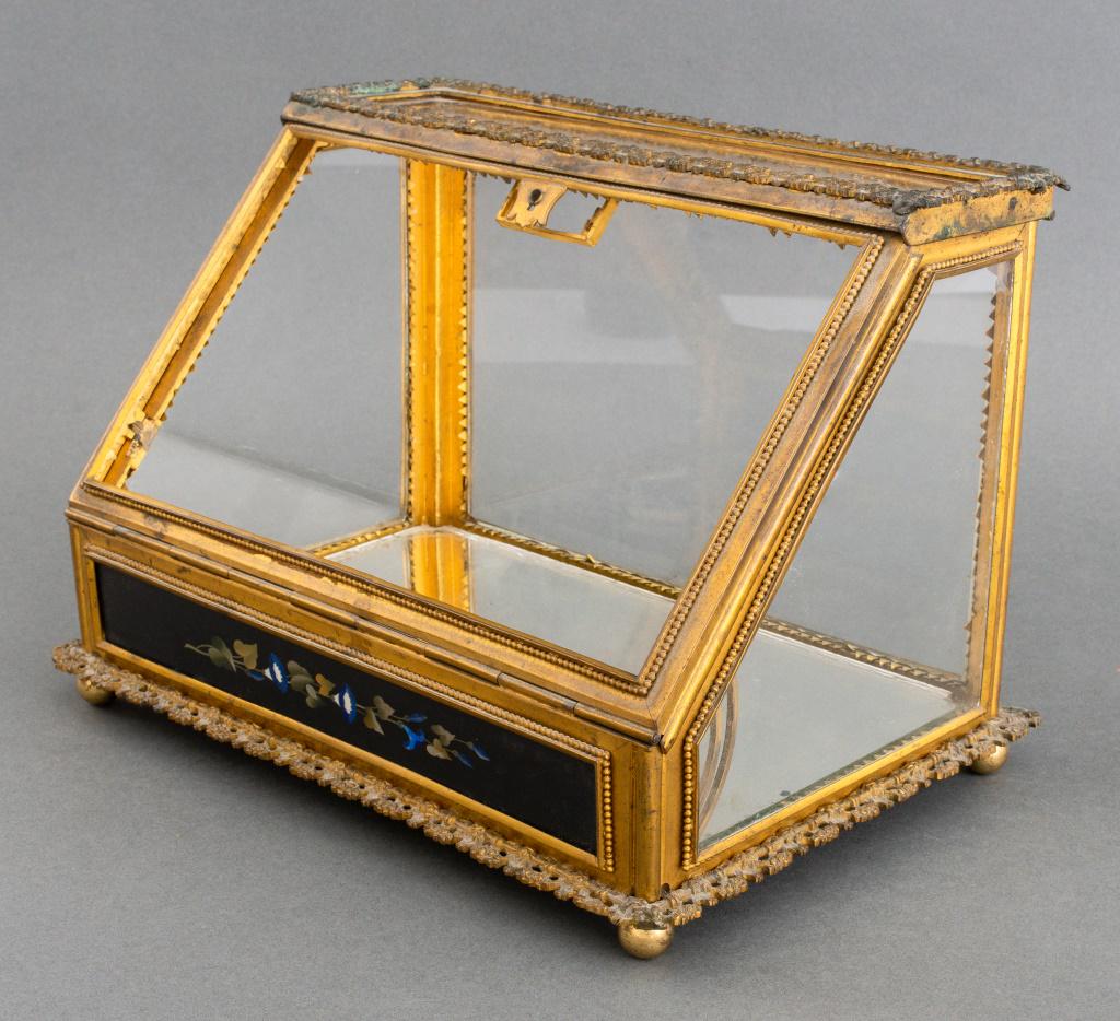 French Pietra Dura-Mounted Glass Vitrine, 19th C. (1 of 11)