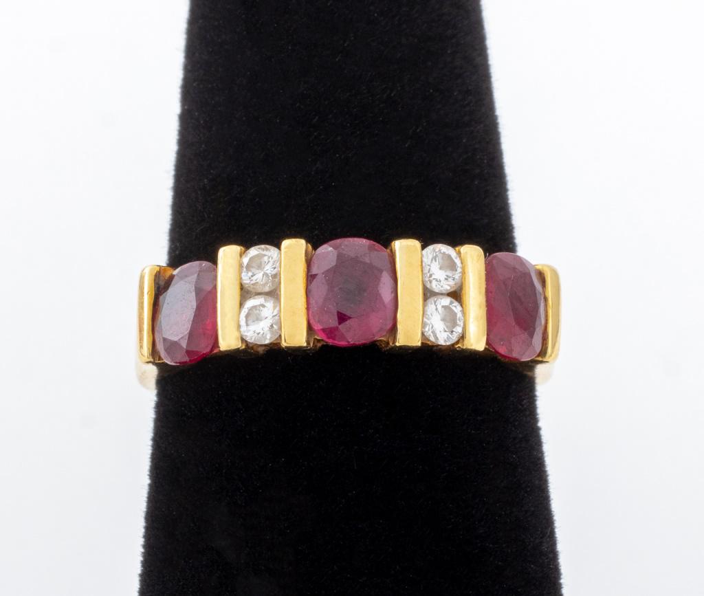 18K Yellow Gold Ruby Diamond Ring (1 of 7)