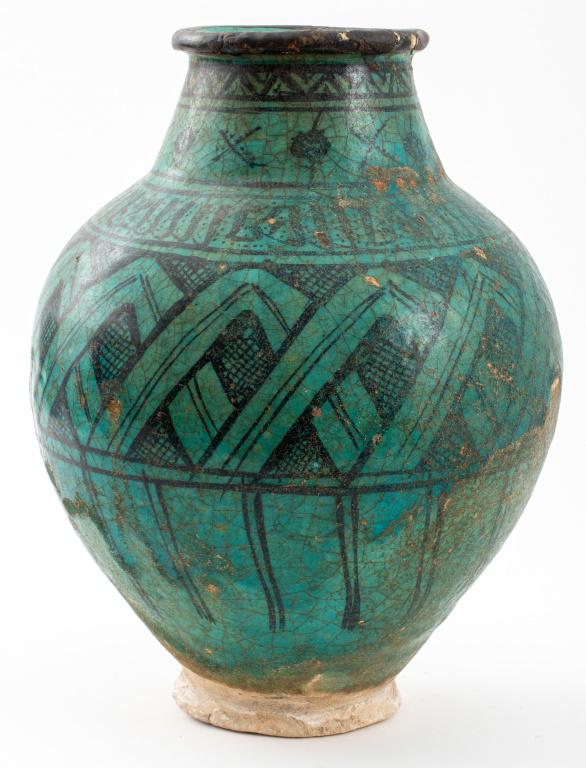 Kashan Turquoise Glazed Stoneware Pottery Vase (1 of 7)