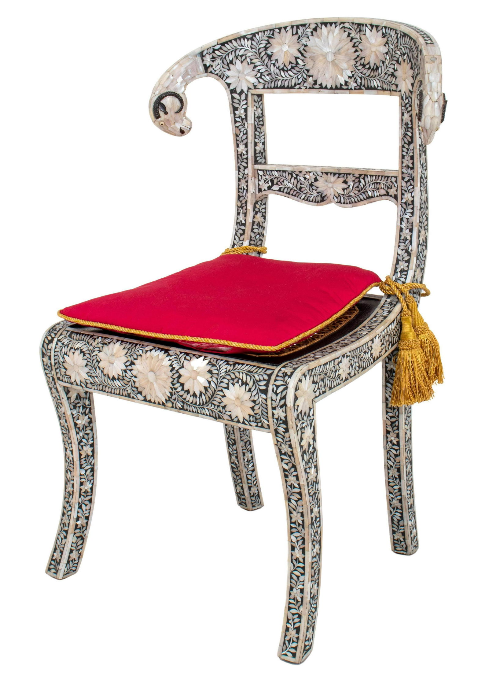 Mother of Pearl Inlaid Ram's Head Side Chair (1 of 8)