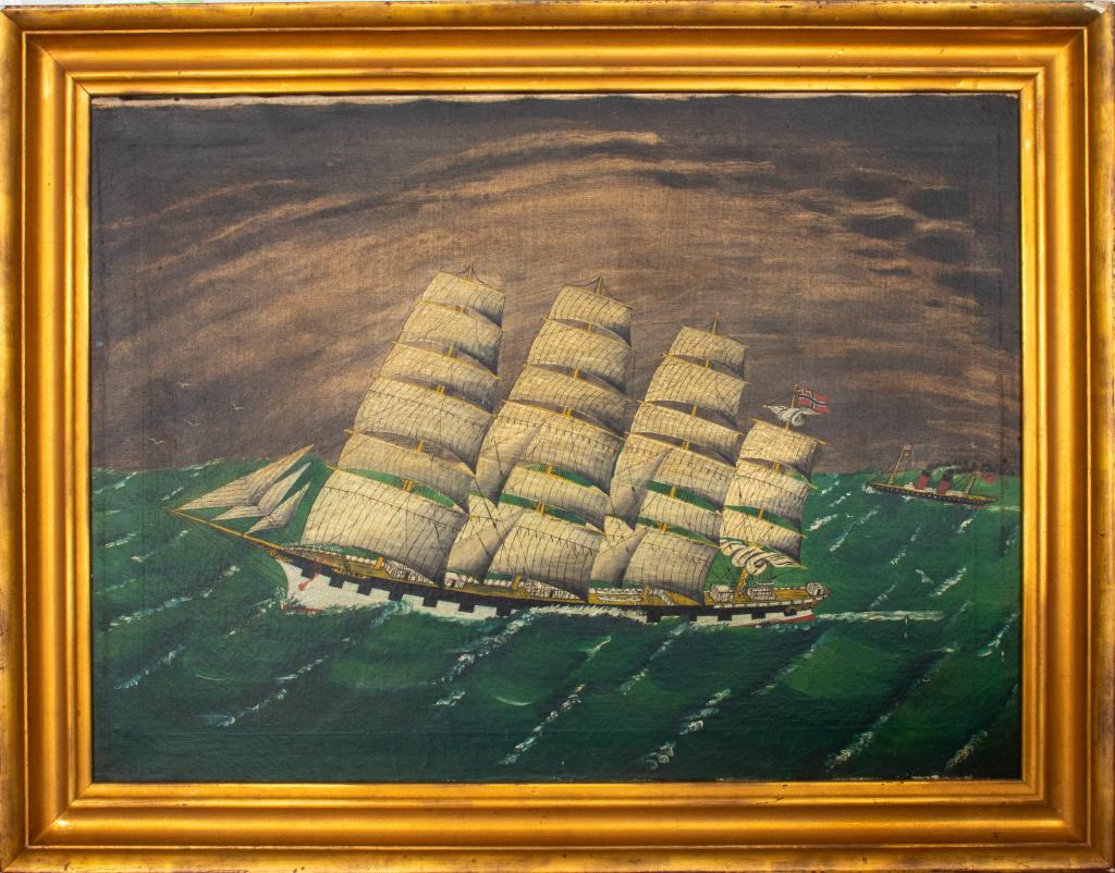 Maritime "SMS Adler" Oil on Canvas, 19th C. (1 of 11)
