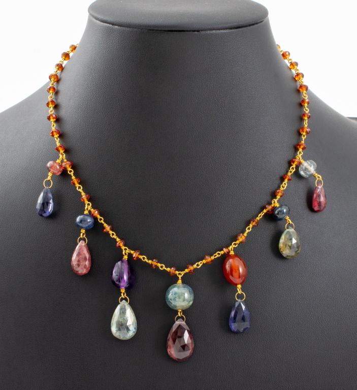 M. Marks 18K Multi-Colored Gemstone Bead Necklace (1 of 5)