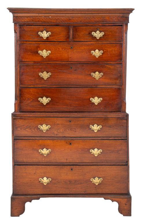 George III Oak Chest on Chest, 18th C. (1 of 12)