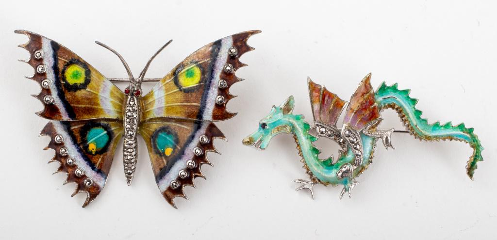 European Enamel Silver Brooches, 2 (1 of 9)