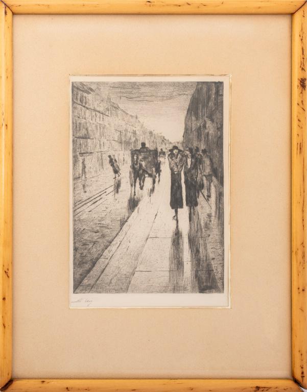 Lesser Ury "Strollers in Rain..." Drypoint, 1919 (1 of 10)