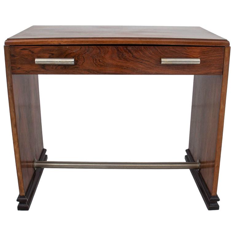 French Art Deco Walnut & Steel Writing Table (1 of 10)