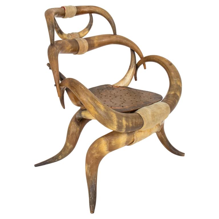 Wenzel Style Adirondack Rustic Horn Slipper Chair (1 of 11)