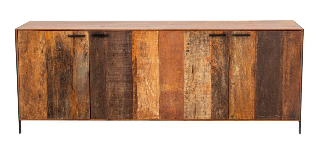 Rustic Style Reclaimed Barn Wood & Metal Credenza (1 of 8)