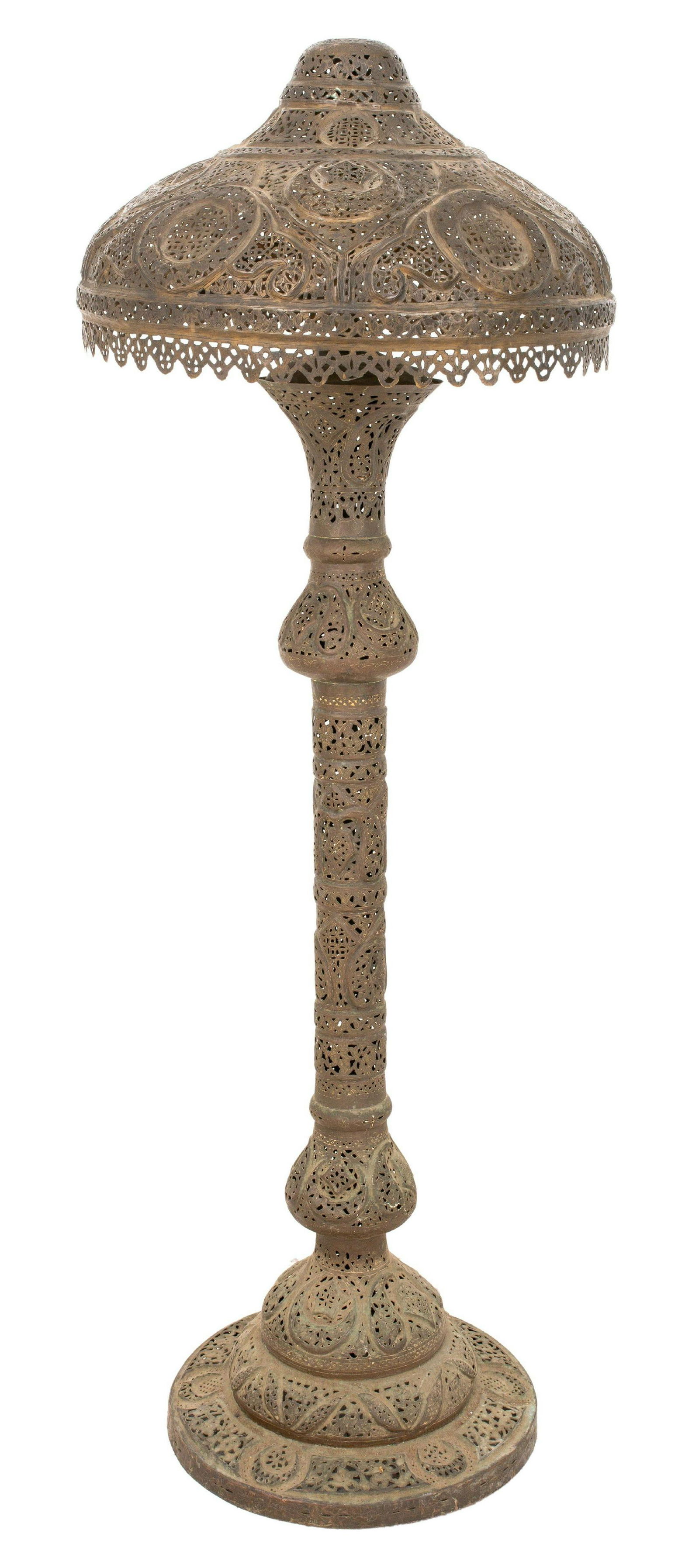 Moroccan Monumental Reticulated Brass Floor Lamp (1 of 8)
