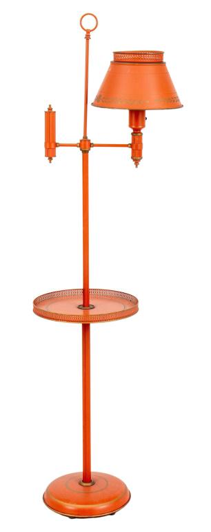 Pompeiian Red Painted Bouillotte Floor Lamp Table (1 of 11)
