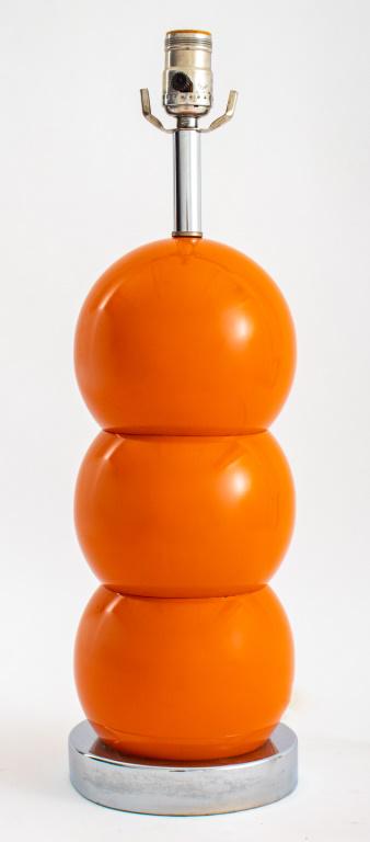 Mod Orange Stacked Ball Table Lamp, 1970s (1 of 6)