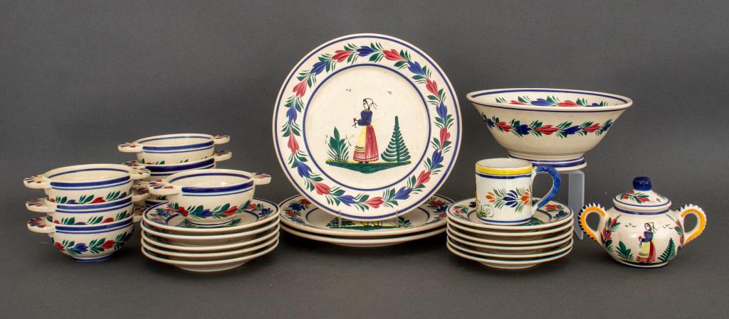 French Quimper Folk Ceramic Part Service, 25 (1 of 11)