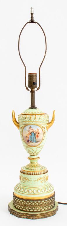 French Sevres Style Porcelain Urn Vase / Lamp (1 of 10)
