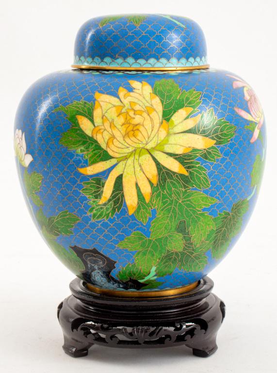 Chinese Cloisonne Enamel Covered Jar and Stand (1 of 6)