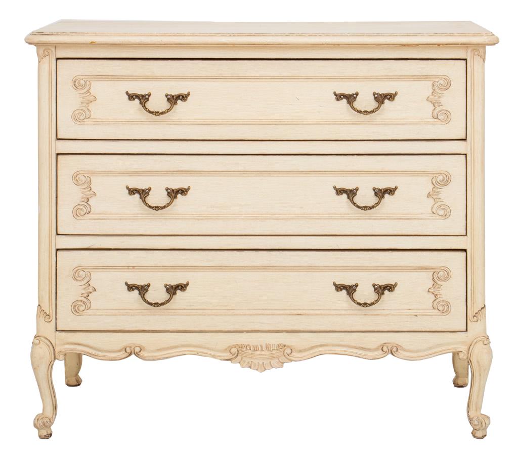 Rococo Style Painted Three Drawer Dresser (1 of 10)