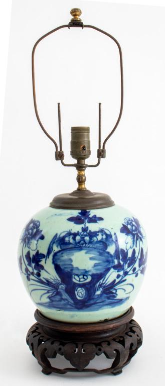 Chinese Cobalt Glazed Celadon Lamp (1 of 7)