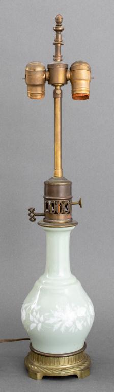 Celadon Pate Sur Pate Porcelain Vase as a Lamp (1 of 5)