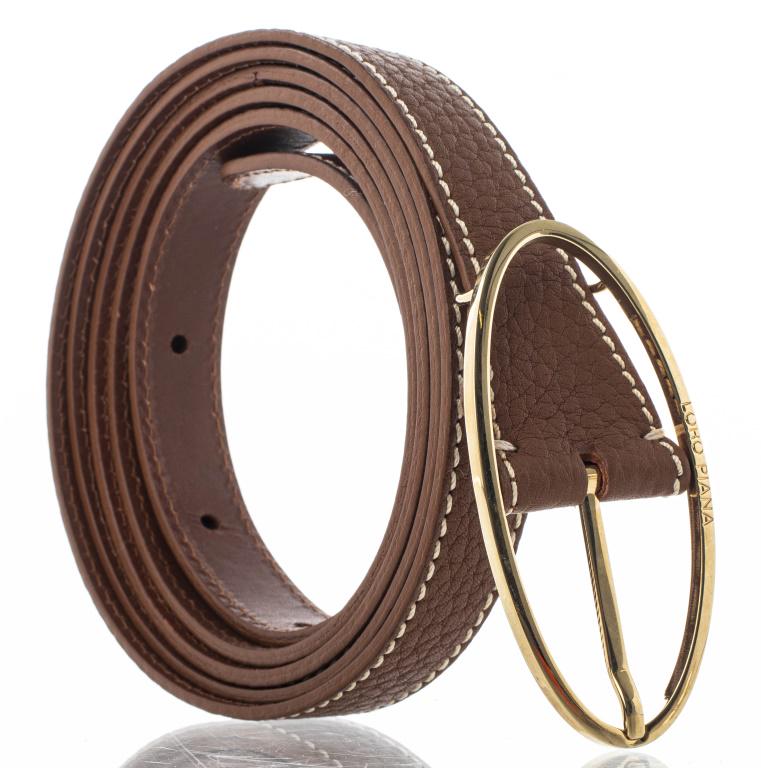 Loro Piana Brown Leather Long Belt (1 of 7)