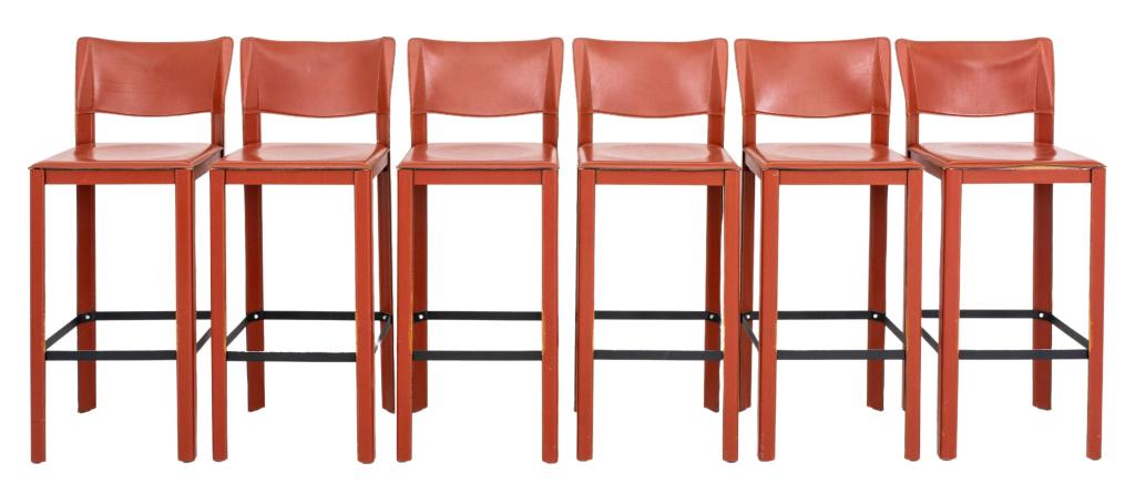 Bellini Style Modern Leather Covered Bar Stools, 6 (1 of 8)