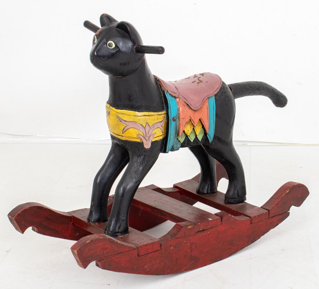 American Folk Art Rocking Cat, 19th C. (1 of 7)