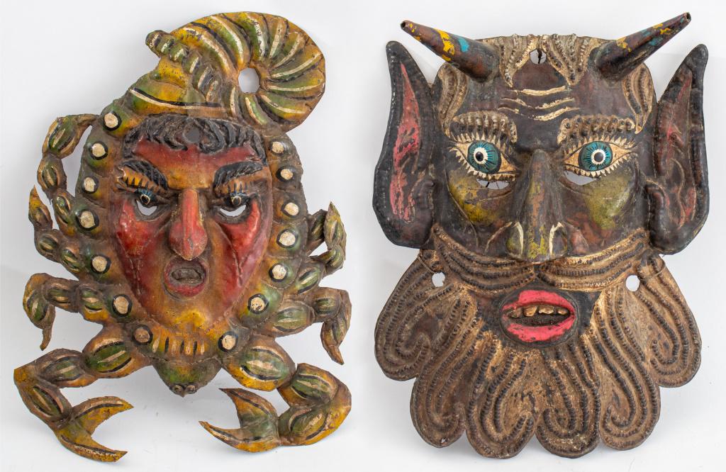 Two Mexican Polychromed Tin Masks, 2 (1 of 10)