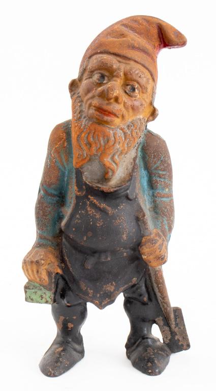 Hubley USA  Polychromed Cast Iron Gnome (1 of 6)