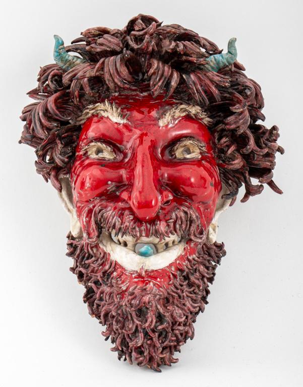 Eugenio Pattarino Glazed Ceramic Satyr Masque (1 of 8)