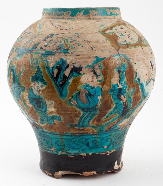 Ancient Chinese or Persian Glazed Ceramic Jar (1 of 7)