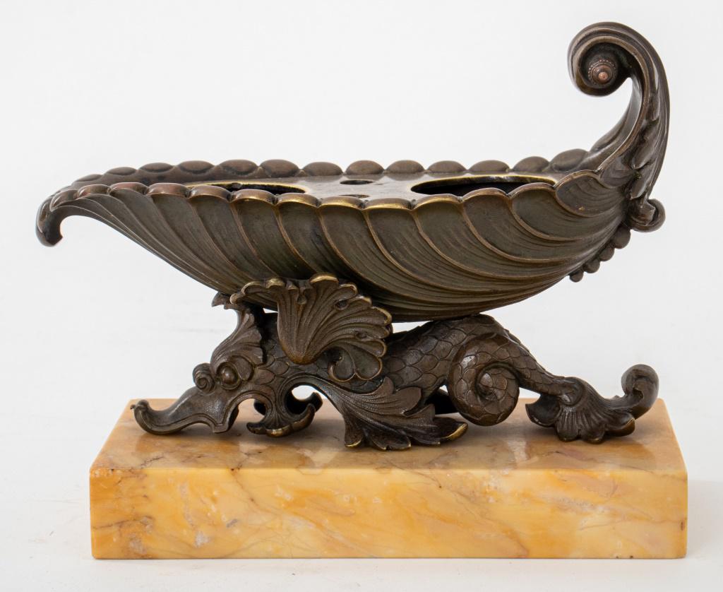 Restauration Patinated Bronze Encrier, 19th C. (1 of 9)