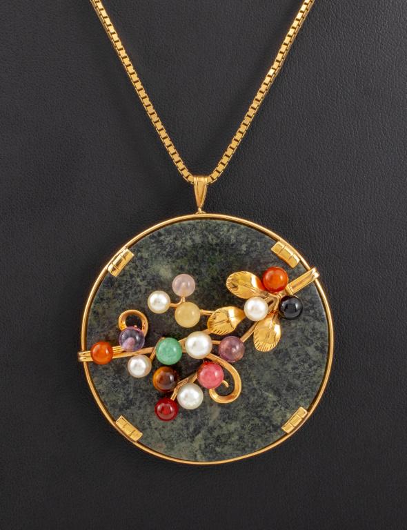 Vintage Ming's 14K Multi Gemstone Pendant Necklace (1 of 7)